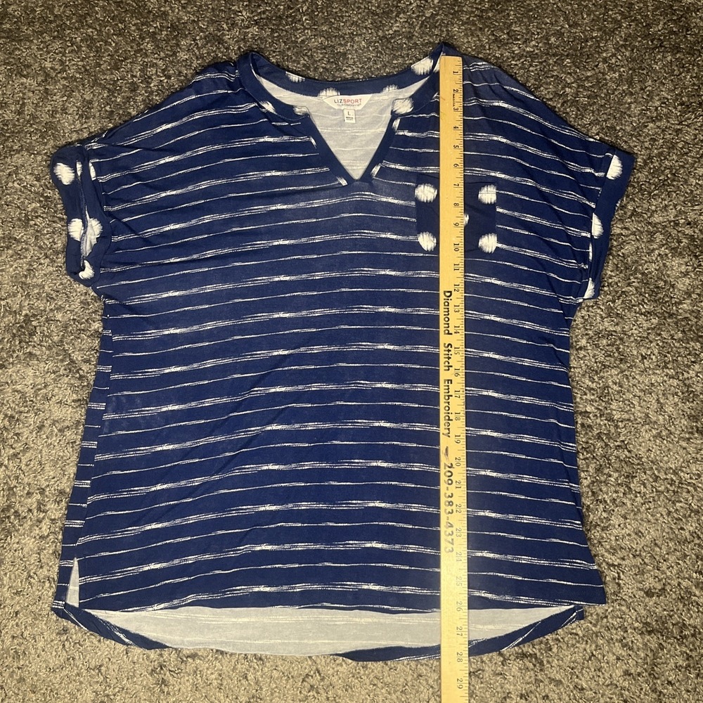 Blue And White Live Sport By Liz Claiborne V-Neck T-Shirt Size Large - Picture 4 of 6